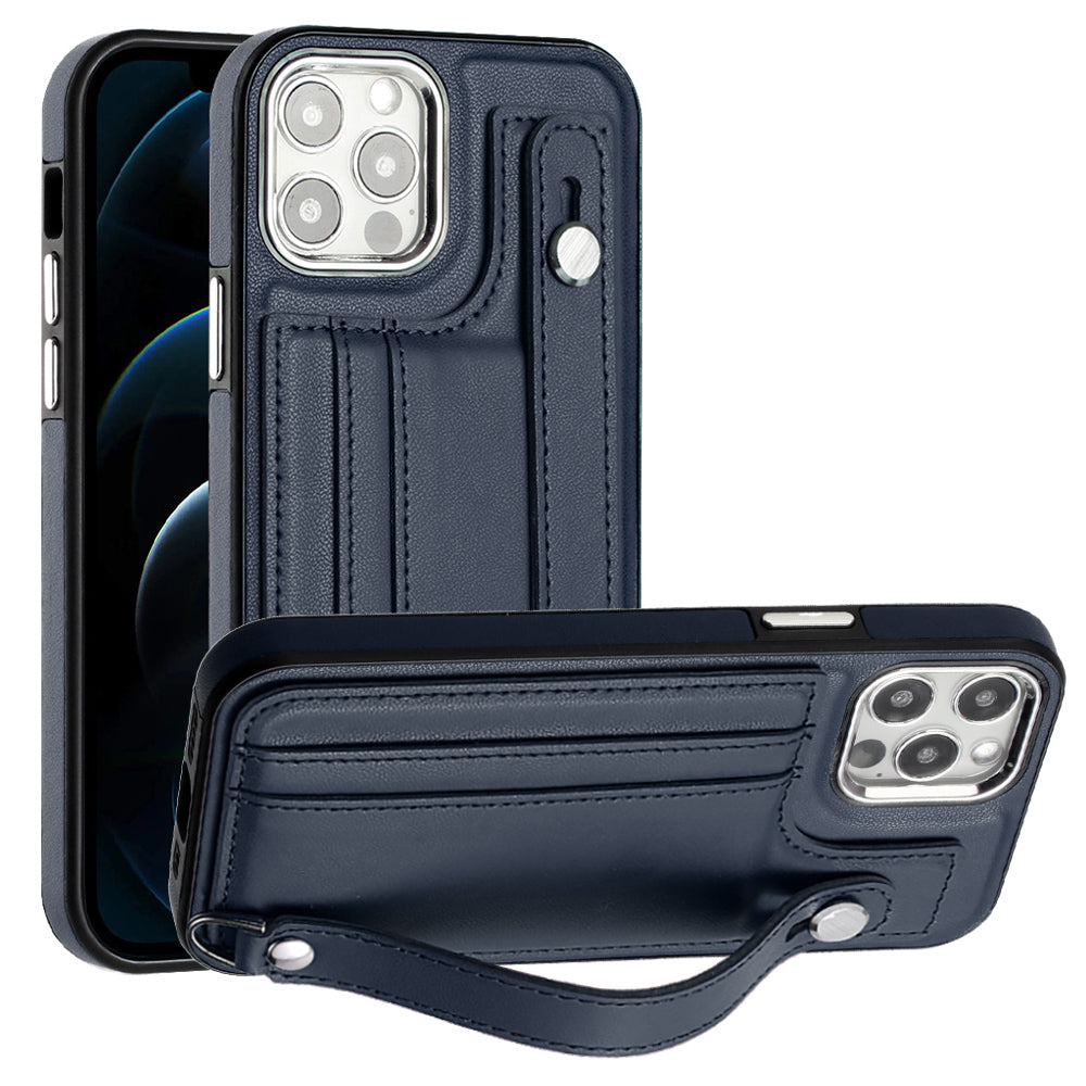 For iPhone 12 Pro Max 6.7 inch Card Slots Case YB Leather Coating Series-5 Kickstand TPU Phone Shell For iPhone 12 Pro Max 6.7 inch Card Slots Case YB Leather Coating Series-5 Kickstand TPU Phone Shell